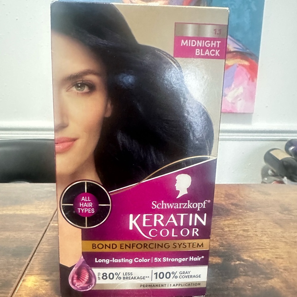Schwarzkopf Keratin Color 1.1 Midnight Black Hair Dye Kit